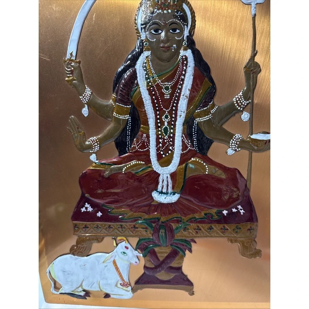 LitSantoshi Mata Hindu Goddess Mother Of Satisfaction Copper 3D Wall Art Painted